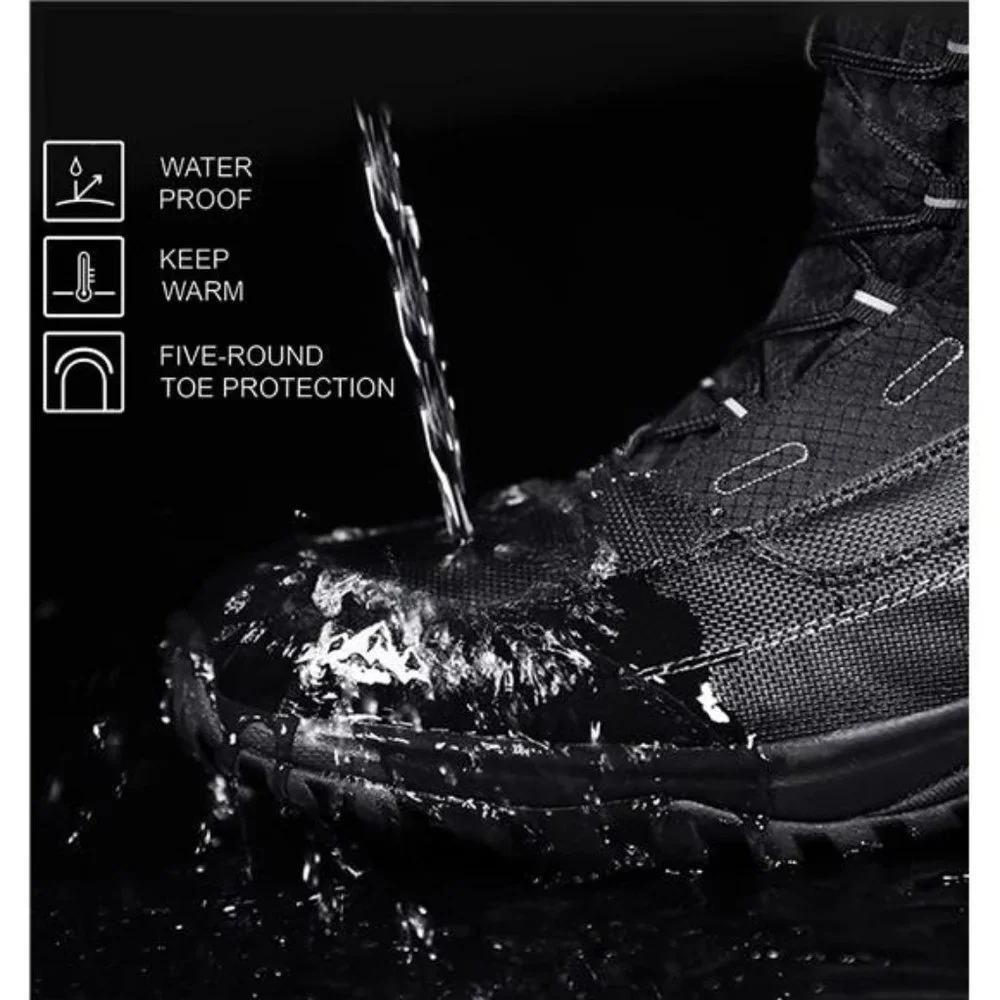 Men's Winter Snow Boots Warm Mid Calf Waterproof Durable Boots Non-Slip Shoes